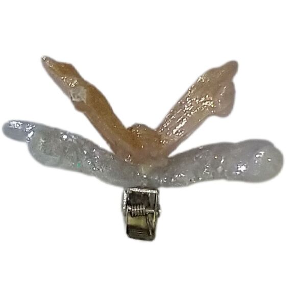 Glitter Gold Silver Butterfly Ornament Clip On Christmas Taiwan Plastic Crafts - Picture 12 of 15